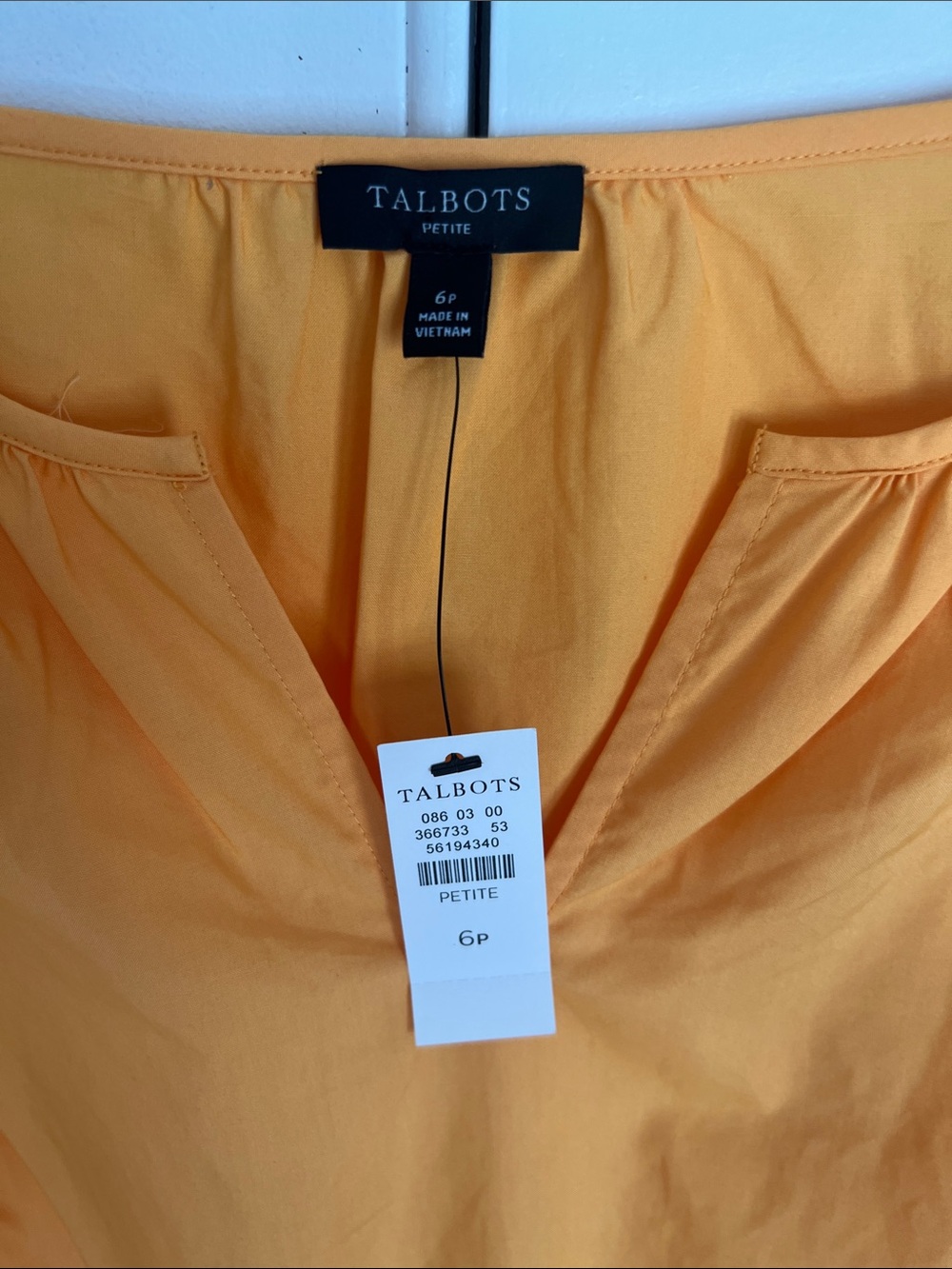 Talbots Bright Marigold V-Neck Smocked-Waist Midi Dress - Picture 3 of 3